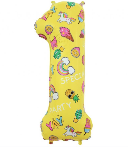 Folienballon - Zahl 1: Sommerparty - ø 78cm